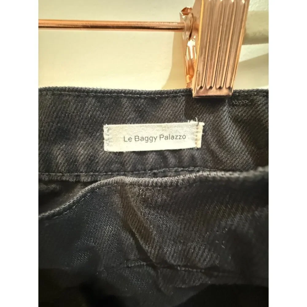 FRAME Le Baggy Palazzo Low Rise Wide Leg Black Jeans Size 26